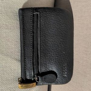 Fossil Black Leather Coin Case Pouch
